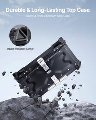 VEVOR top case open view with leather lining protecting packed gear