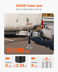 VEVOR jack mounted on a trailer tongue demonstrating secure bolt-on fit