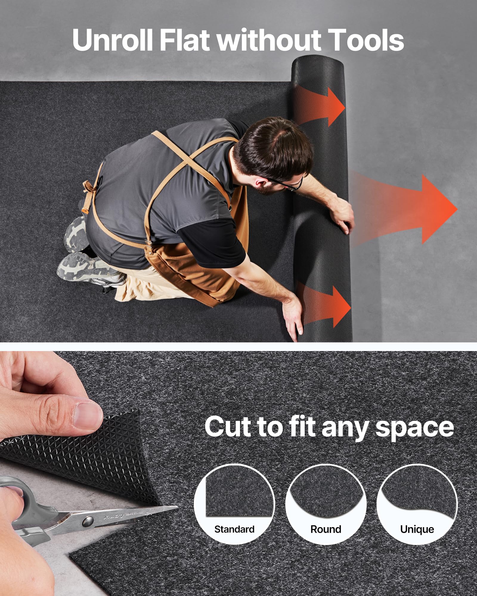 VEVOR trimmed mat edge fit showing custom-fit convenience and neat finish