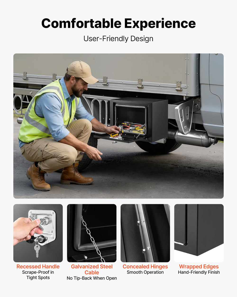 VEVOR mounted under truck illustrating space-saving installation benefit