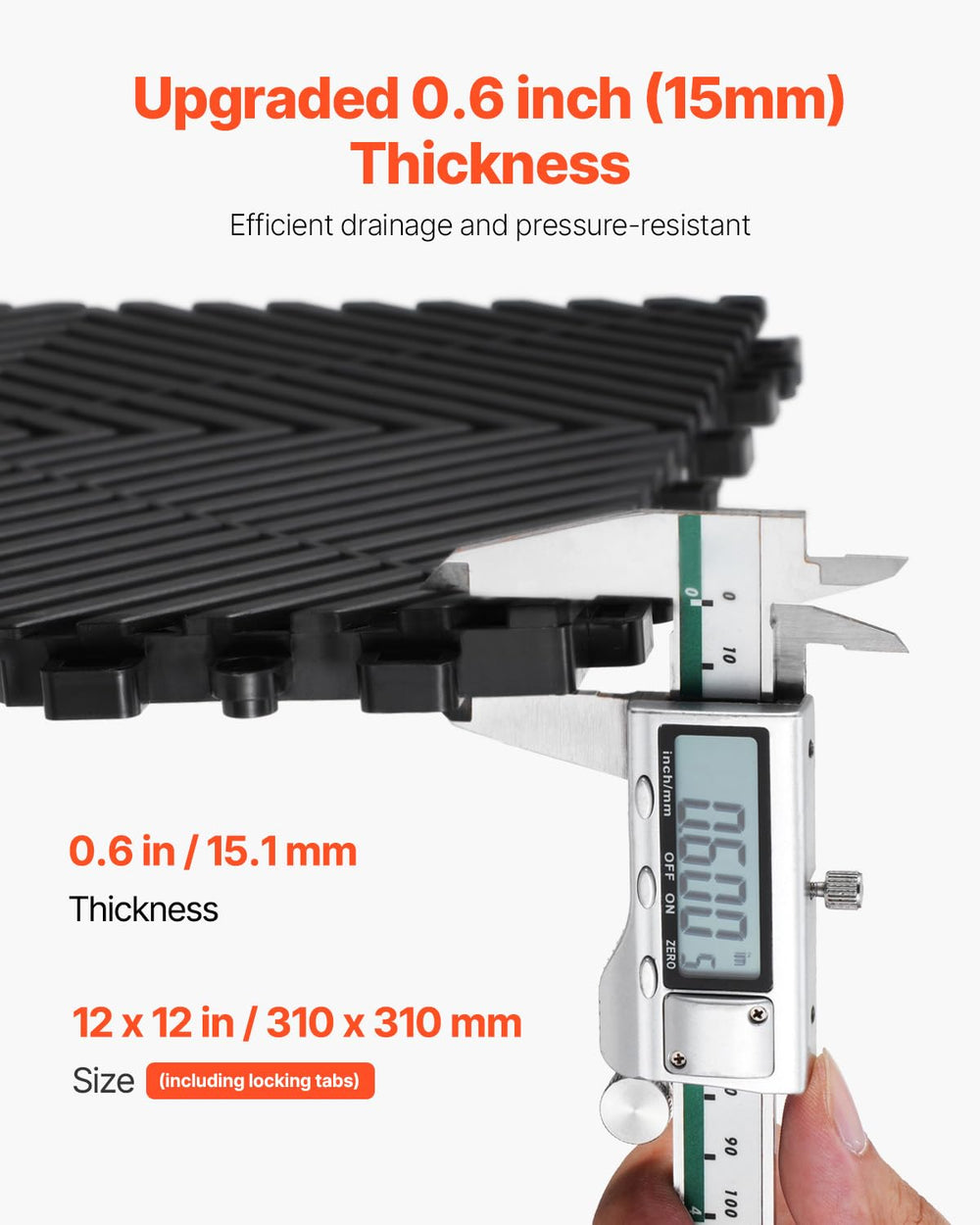 VEVOR underside view showing drainage channels that speed water removal