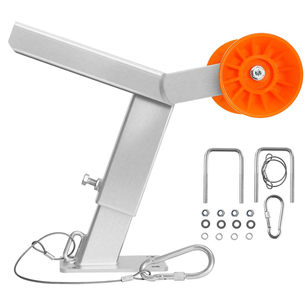 VEVOR front view of winch stand showing mounting face and roller for reliable boat alignment