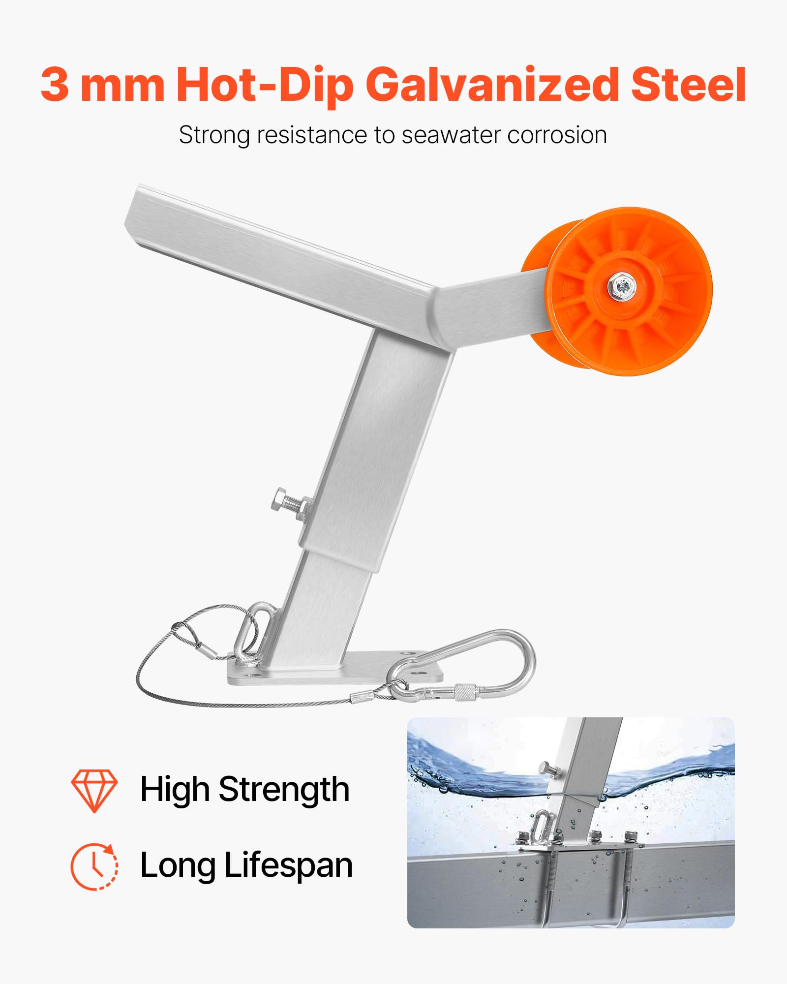 VEVOR close-up of 5.1-inch roller reducing cable friction for smoother winching