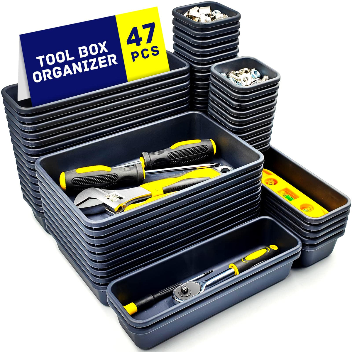 Vexercisehoop front packaging showing full 47-piece tray set and contents