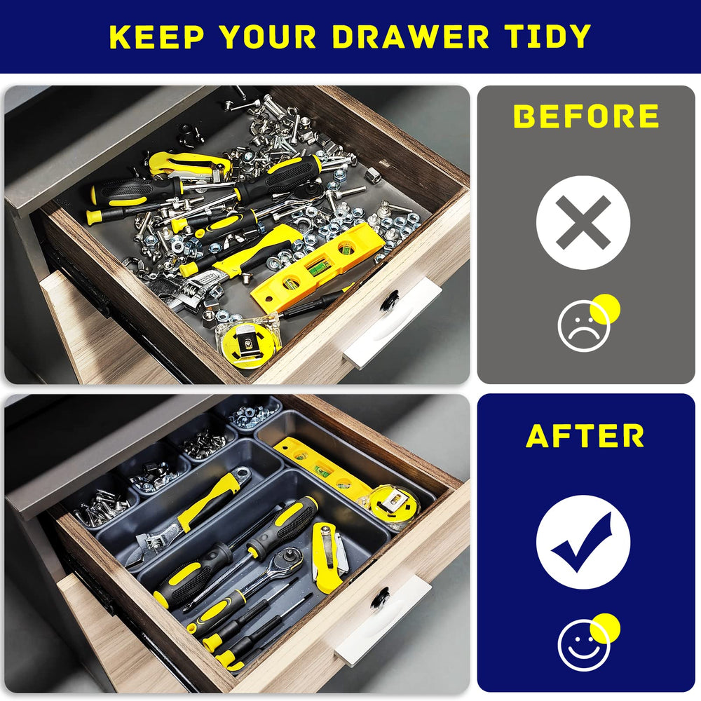 Vexercisehoop small trays neatly arranged inside a drawer for quick access