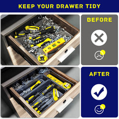Vexercisehoop small trays neatly arranged inside a drawer for quick access