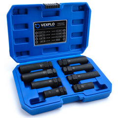 VEXPLO front packaging showing 8-piece lug key set, organized and portable