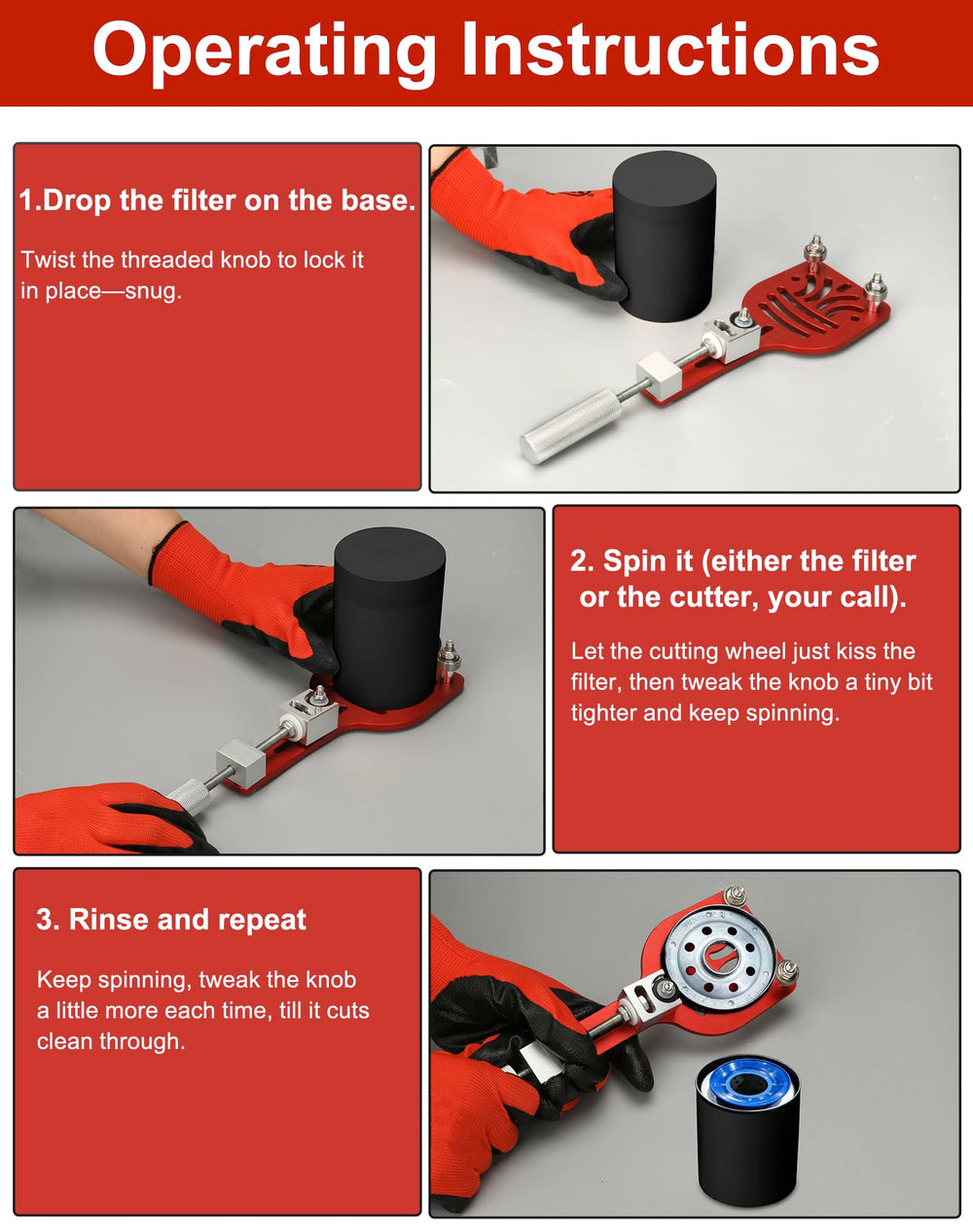 VEXTHYX adjustable scale showing fit for 2-3/8" to 5" filters
