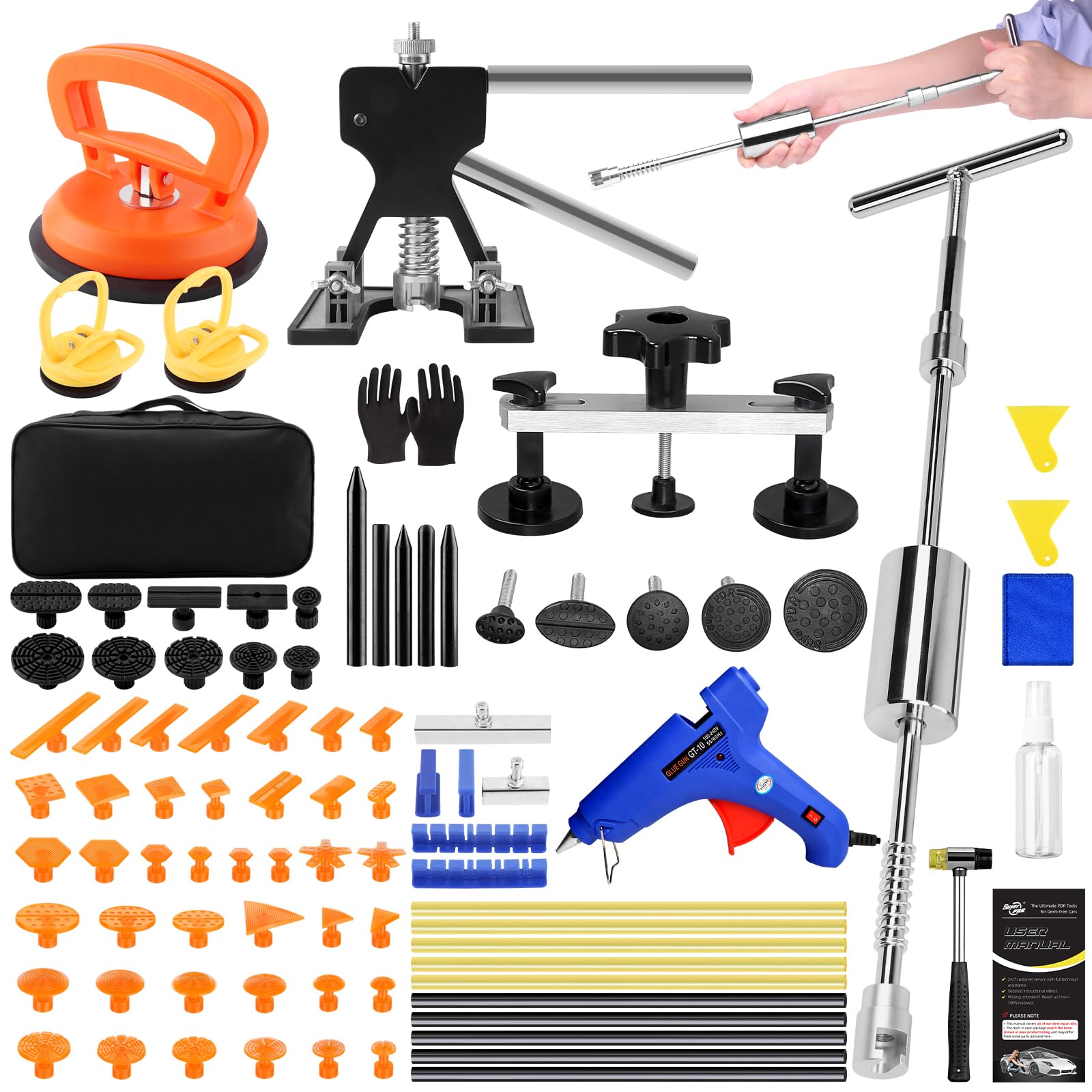 VEXTRO front packaging showing full paintless dent repair kit and contents