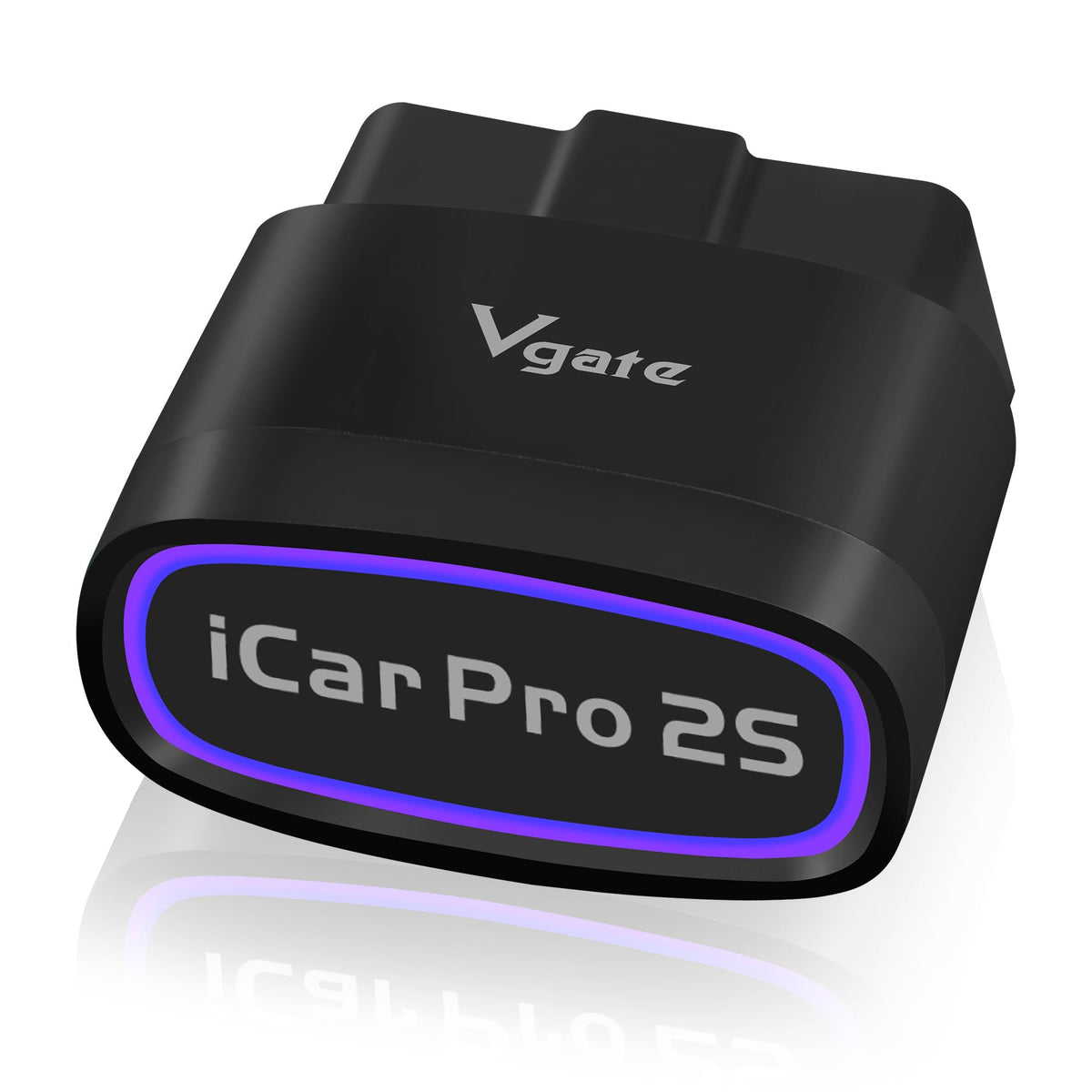 Vgate iCar Pro 2S front view showing compact adapter and benefit of easy installation