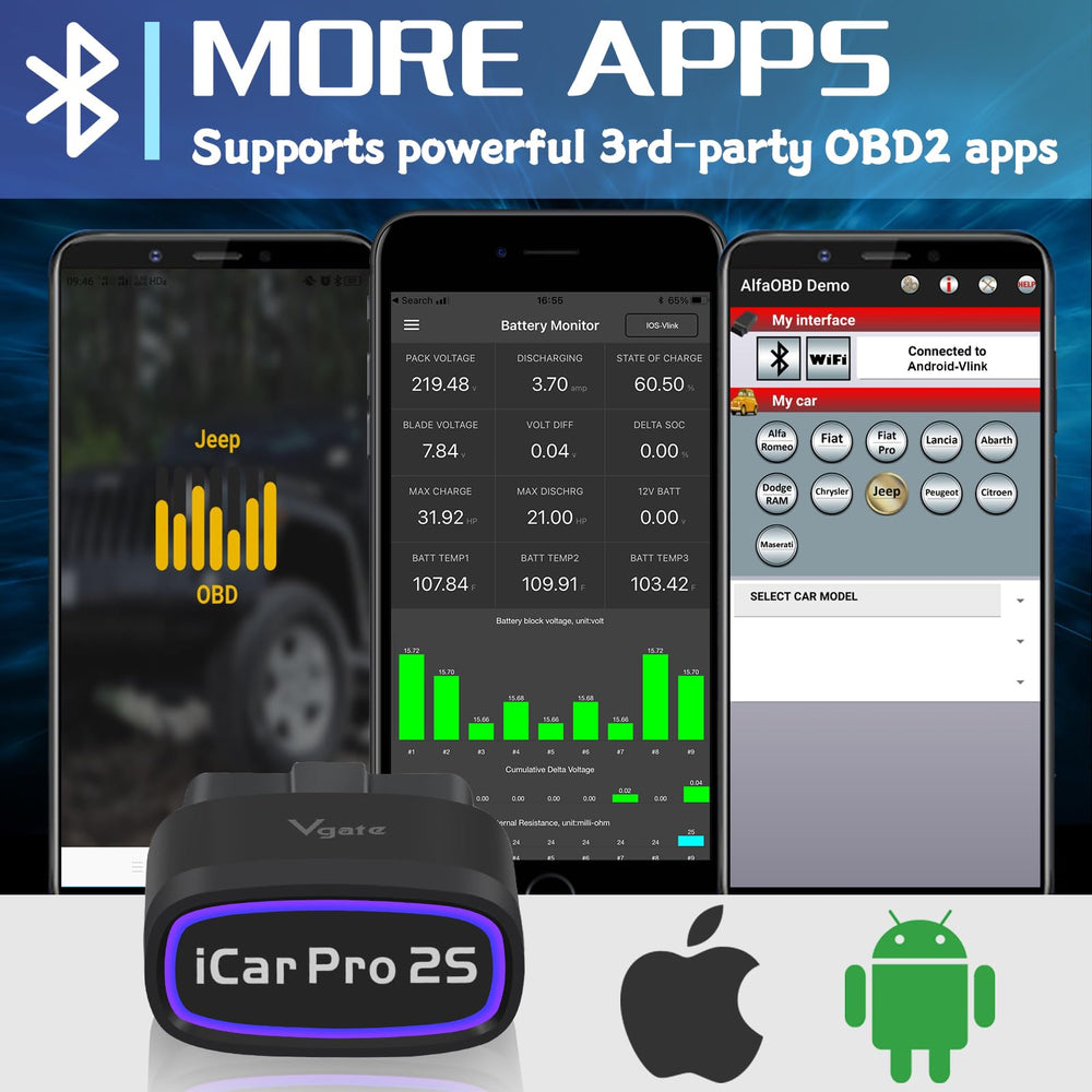 Vgate iCar Pro 2S plugged into vehicle OBDII port demonstrating quick connection benefit