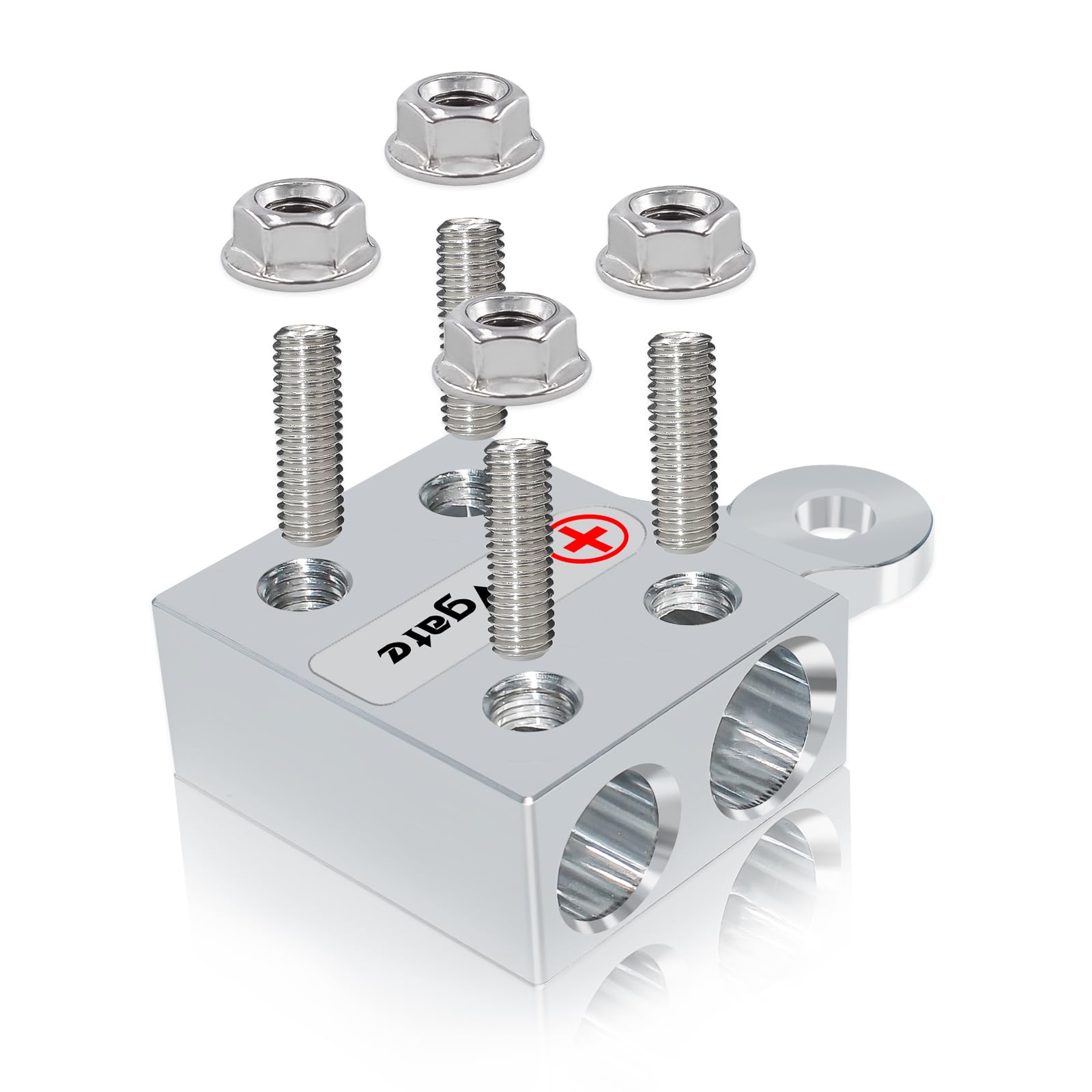 Vgate close-up of hole-type holders demonstrating secure heavy-gauge cable connections