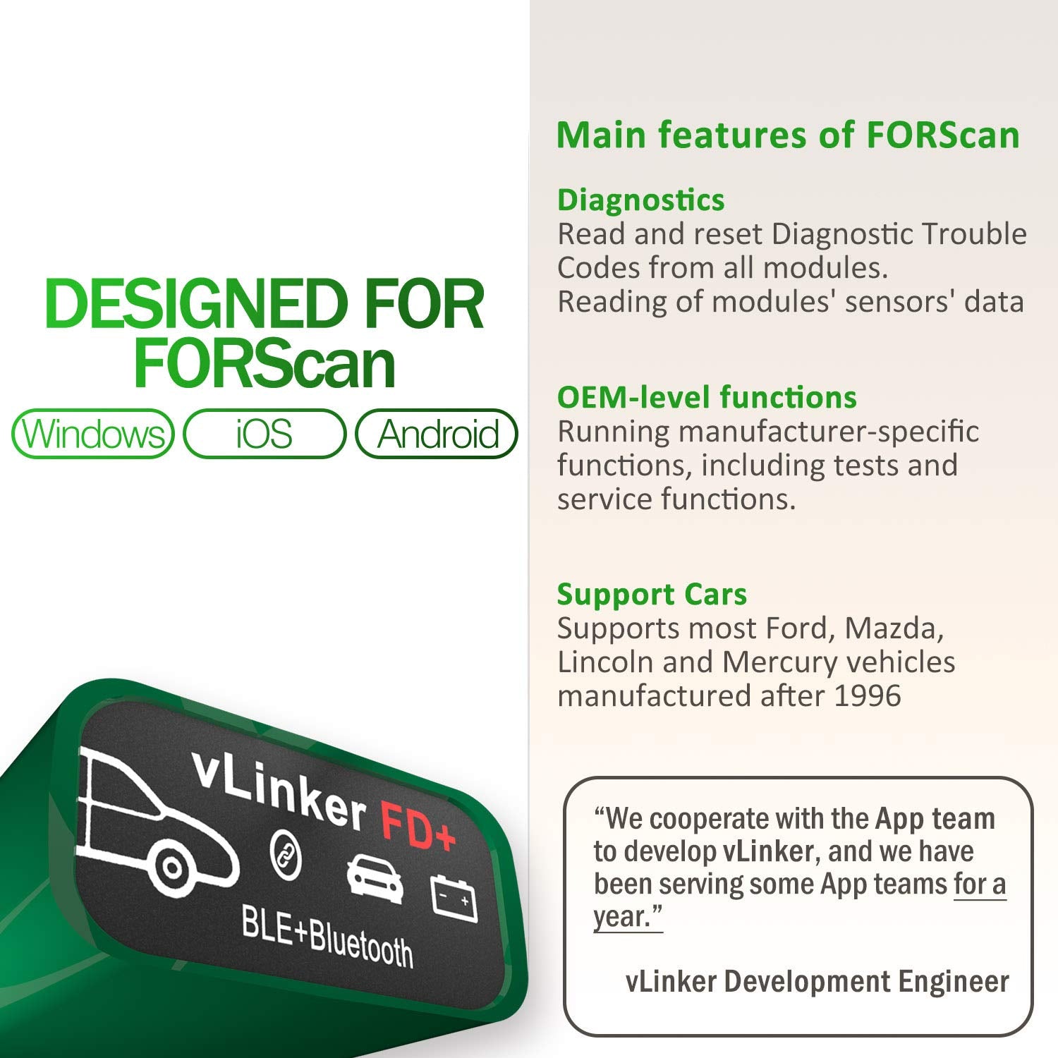 Vgate vLinker FD Plus plugged into vehicle OBD port demonstrating live diagnostics benefit