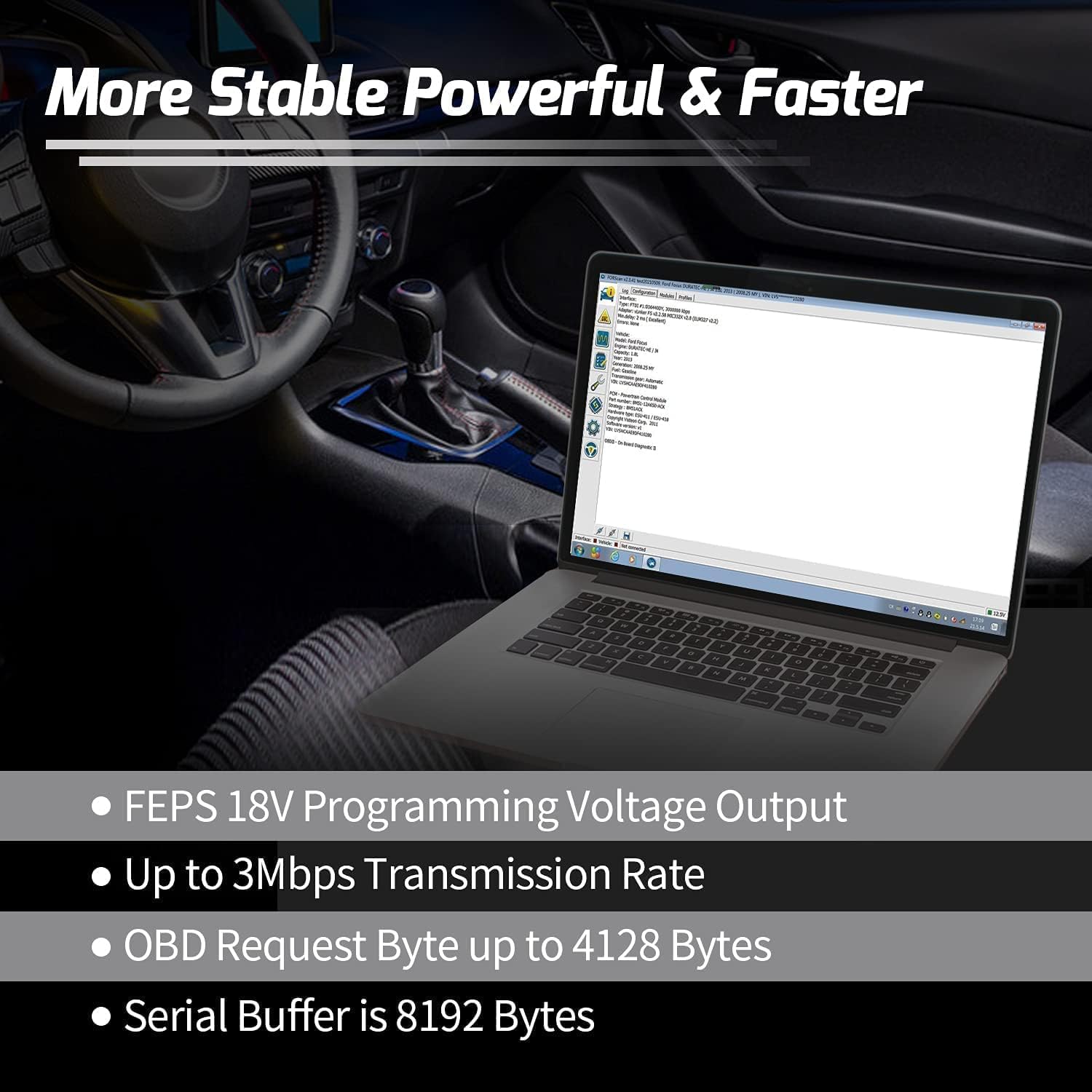 Vgate vLinker FS plugged into OBD2 port demonstrating automatic CAN switching benefit