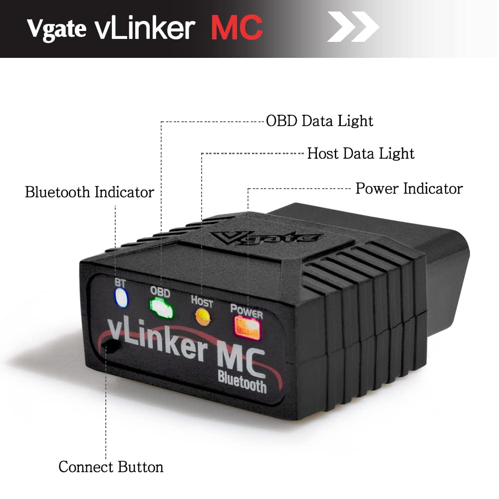 Vgate vLinker MC connector close-up revealing OBD2 pins and secure fit advantage