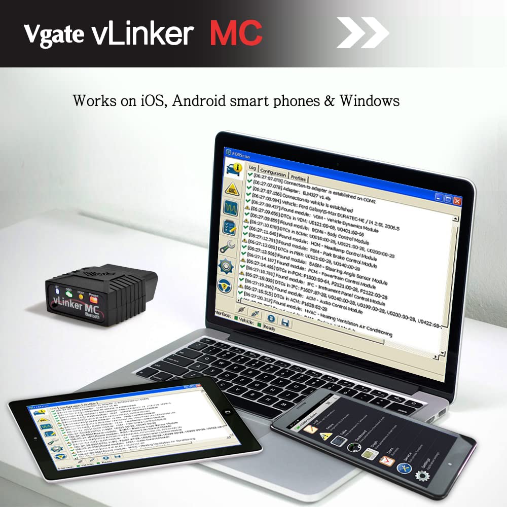 Vgate vLinker MC paired with mobile app display showing live data monitoring benefit