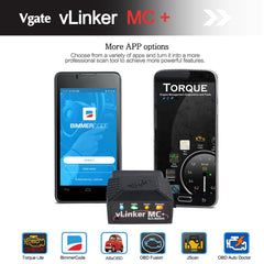 Vgate vLinker MC+ close-up of textured casing demonstrating durable compact design