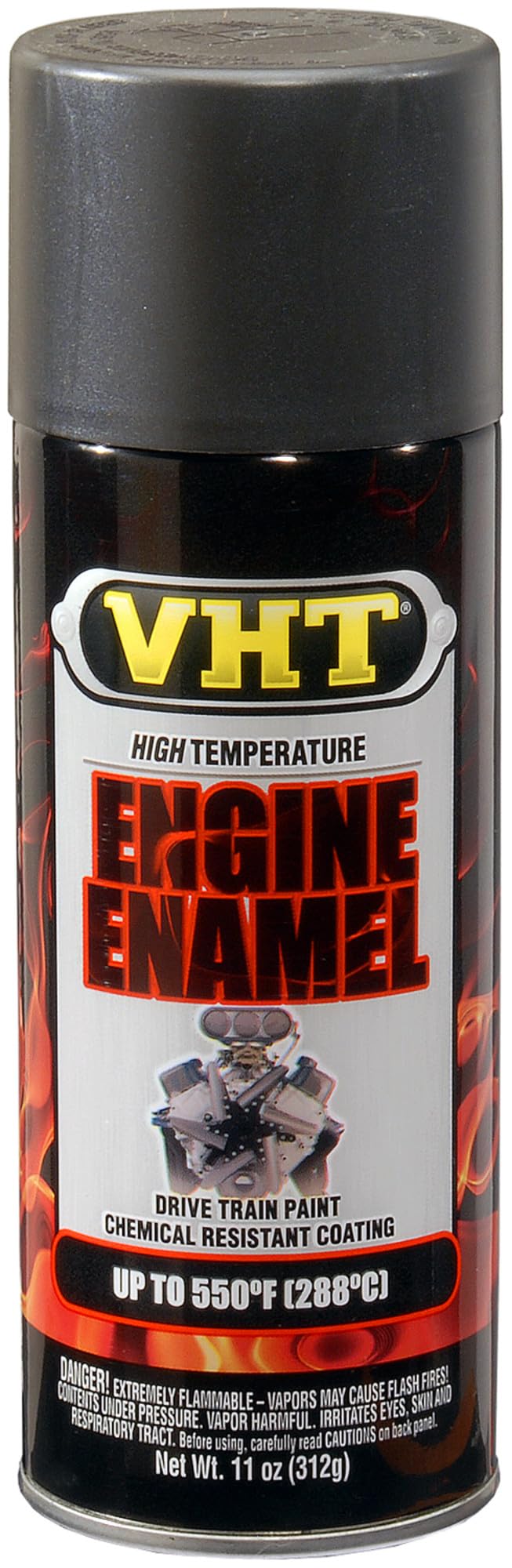VHT Nu-Cast Iron front can showing label and finish protection