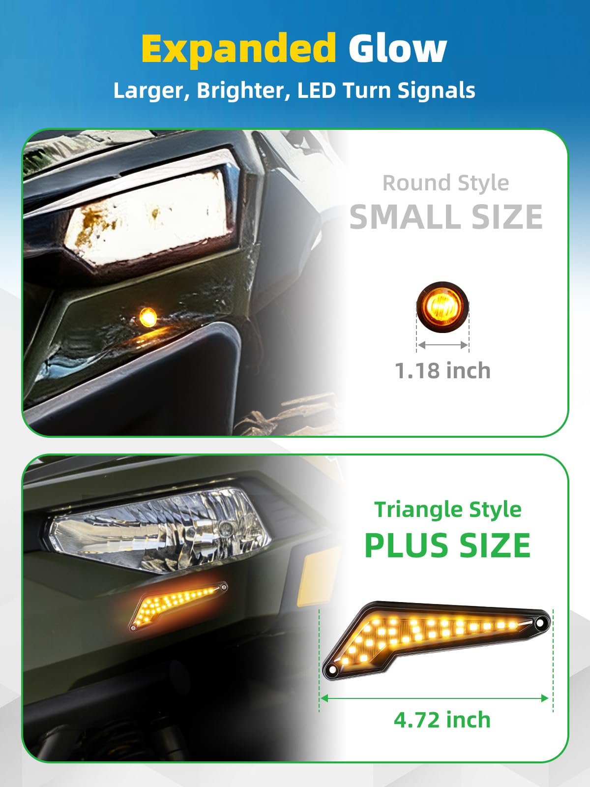 VI9000 amber triangular turn signal close detail for high visibility