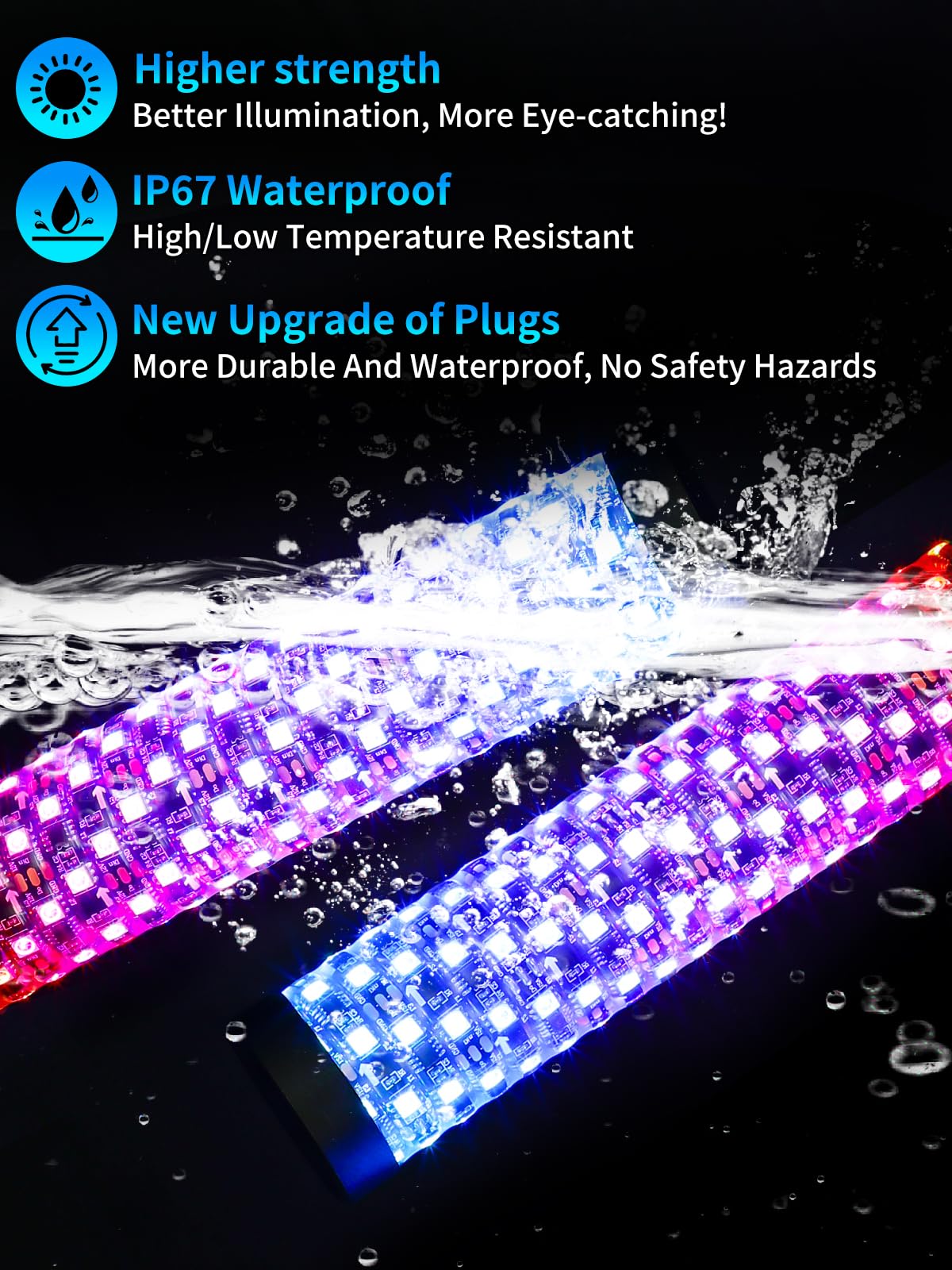 VI9000 smartphone app control screen showing color selection and music-sync for customization