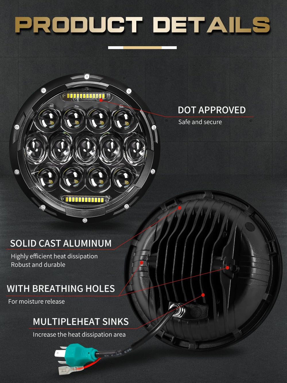 VI9000 beam pattern on dark road, clearer road illumination benefit