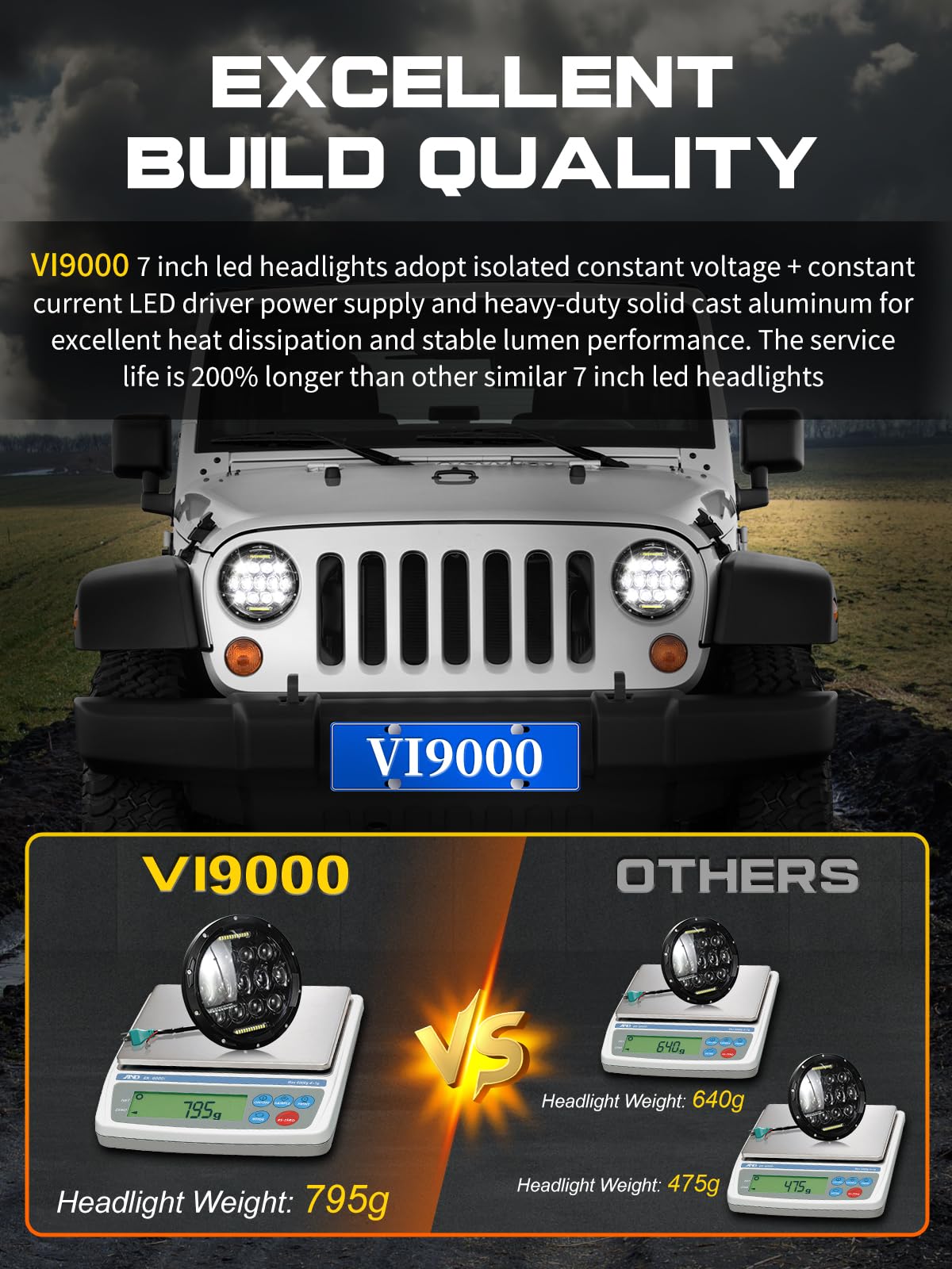 VI9000 installed on Jeep Wrangler front, easy vehicle compatibility benefit