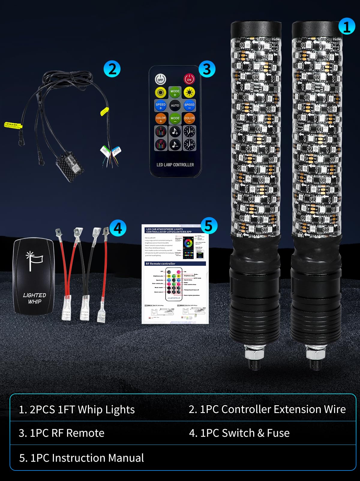 VI9000 whip beside hand to show 1ft scale and easy portability benefit