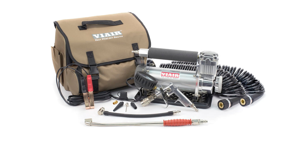 VIAIR 450P-RV front view showing compact design and controls for quick use