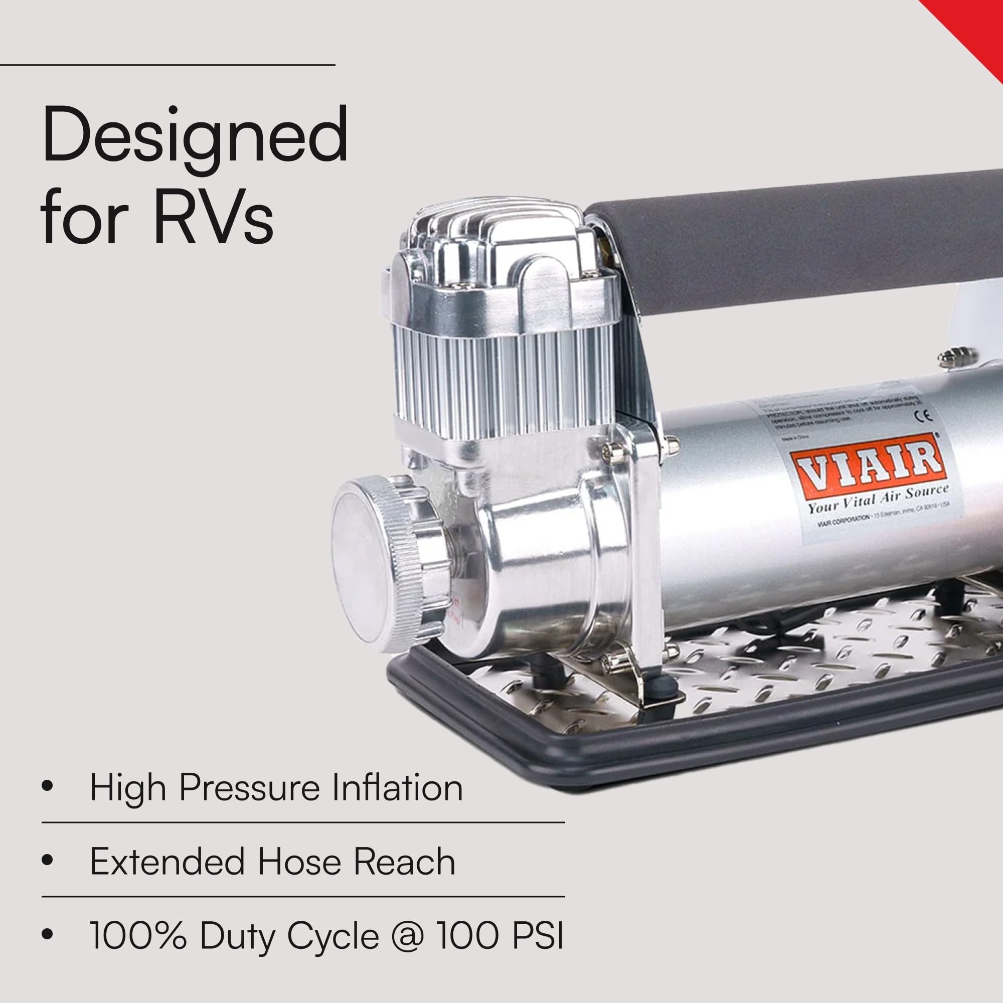 VIAIR braided hose and fittings detail demonstrating durable connections and reliability