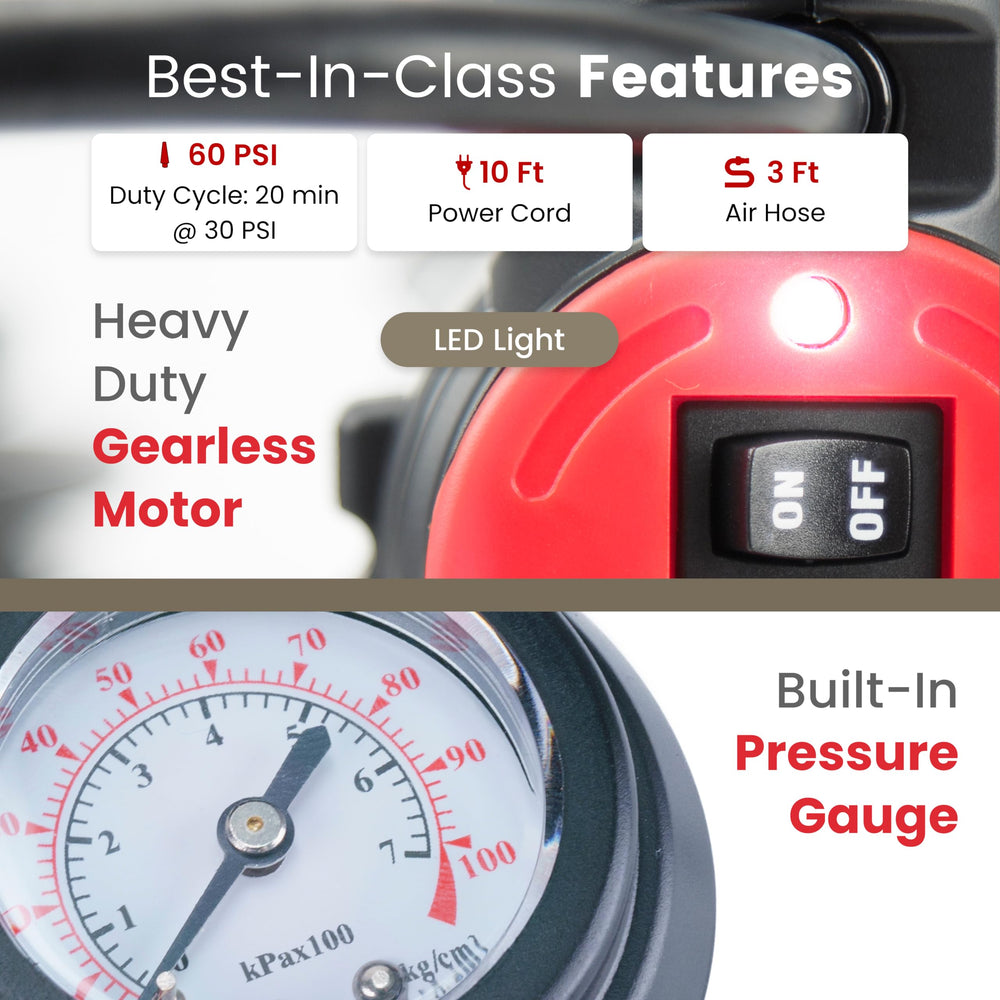VIAIR 84P pressure gauge close-up showing clear readable inflation feedback