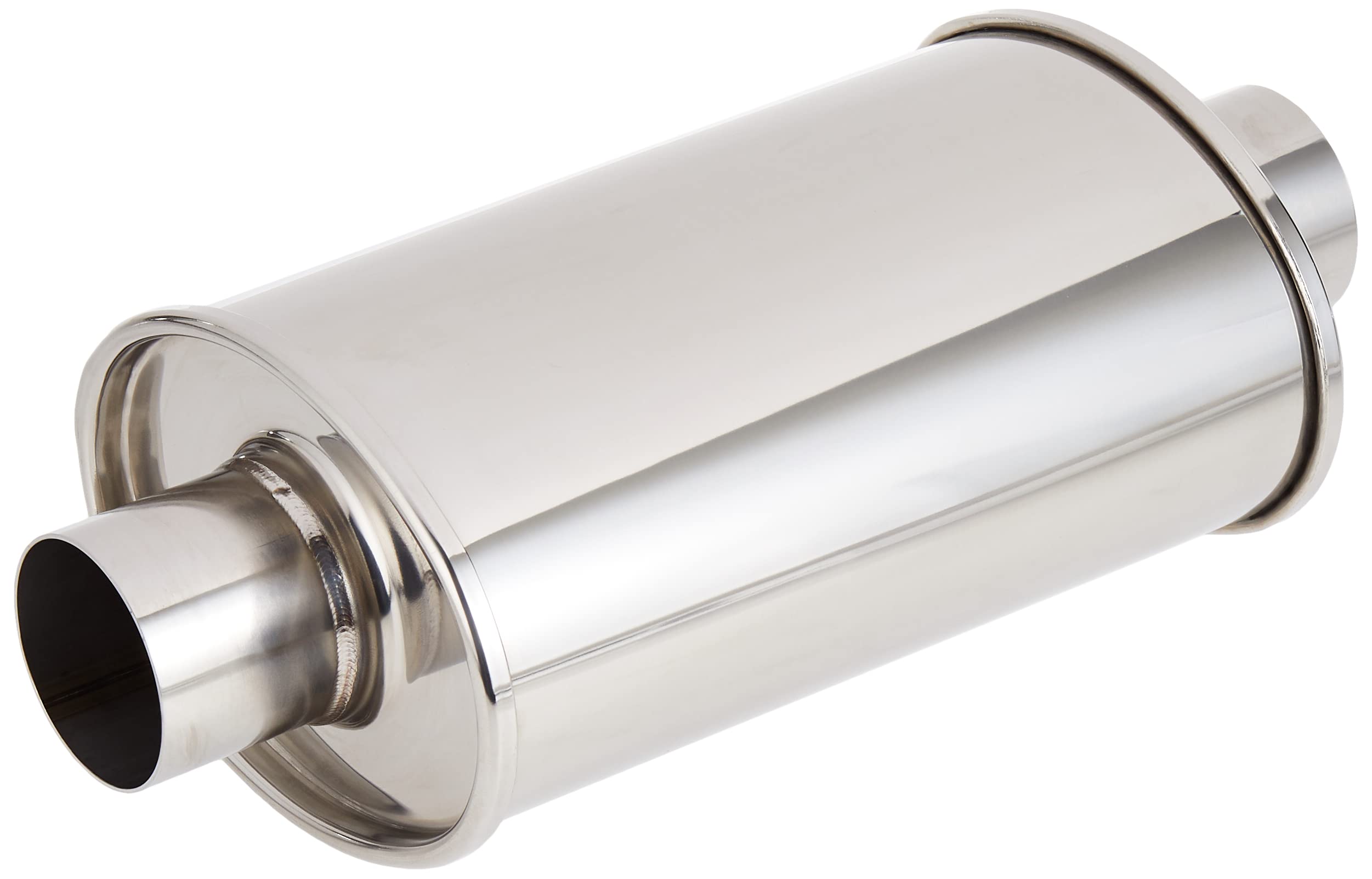 Vibrant Performance resonator front view showing inlet and outlet, reduces noise