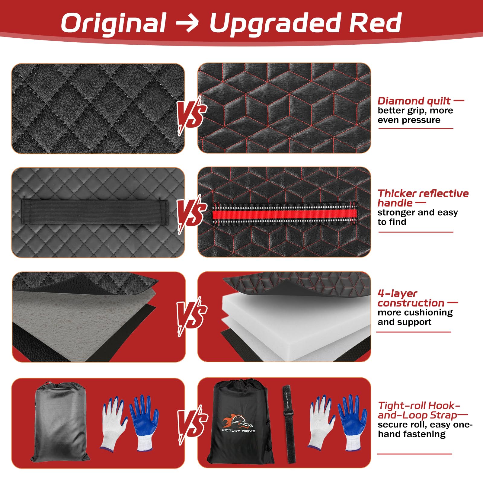 VICTORY DRIVE mat positioned under car illustrating hands-free mobility and protection