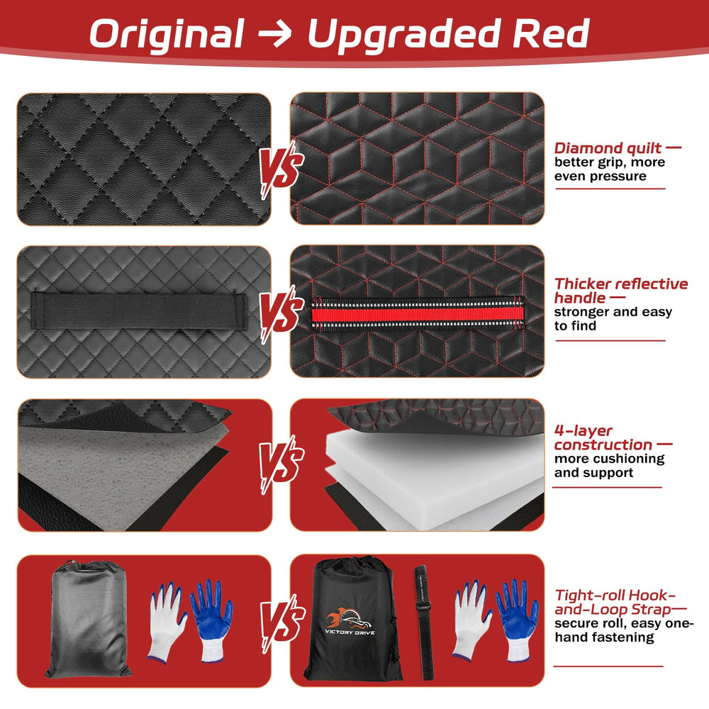 VICTORY DRIVE mat positioned under car illustrating hands-free mobility and protection