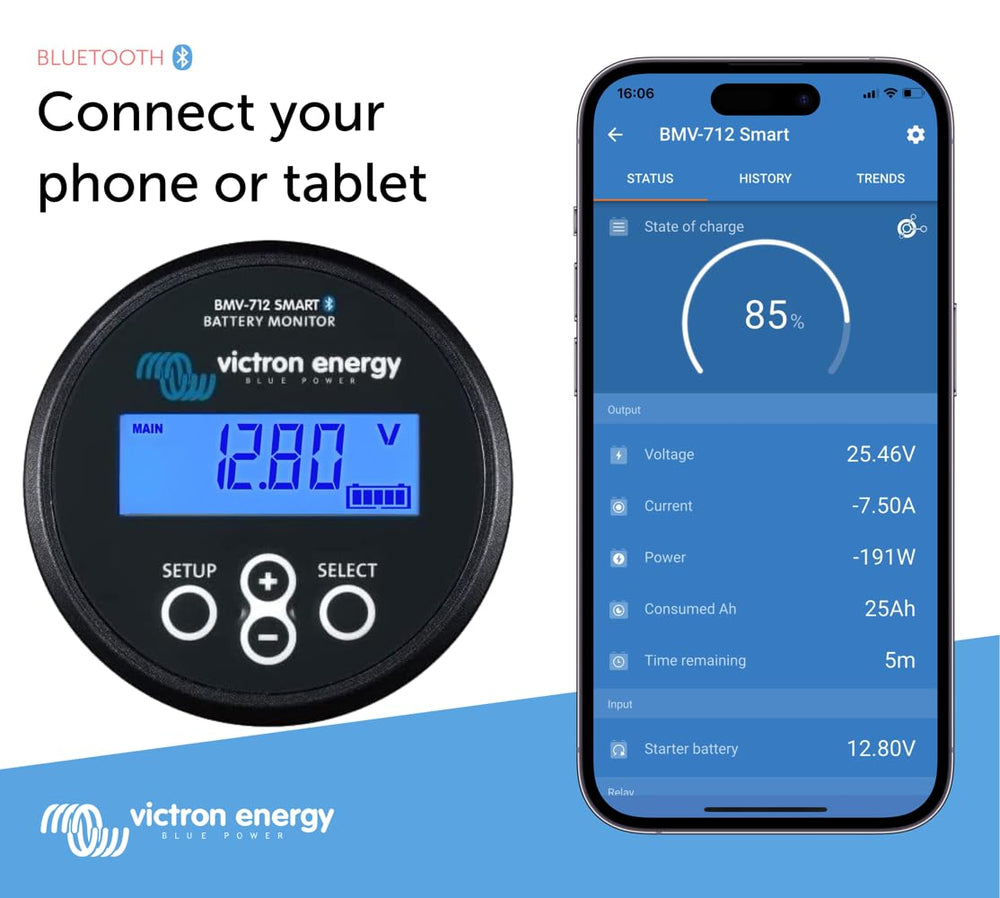 Victron Energy wiring and connection view, neat installation for accurate readings