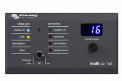 Victron Energy front panel showing display and controls for easy monitoring