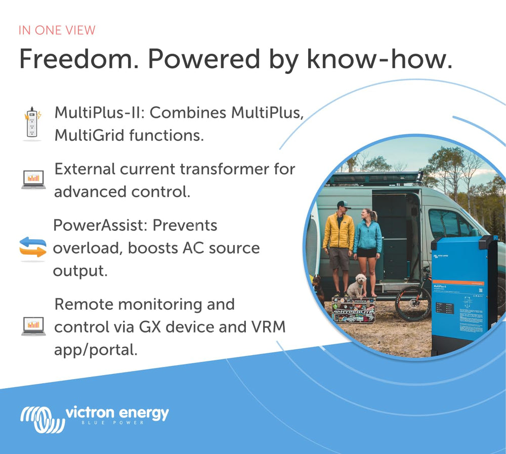Victron Energy MultiPlus-II connection terminals close-up, easy wiring and durability