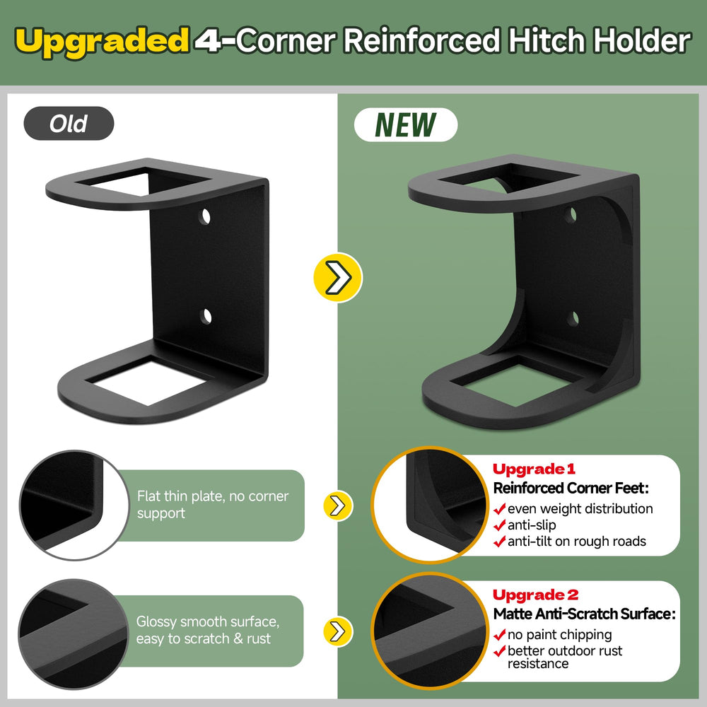 ViewKurM hitch holder mounted in a pickup bed ensuring stable, rattle-free storage