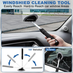 Viewsun windshield cleaner close-up showing swivel head for streak-free glass