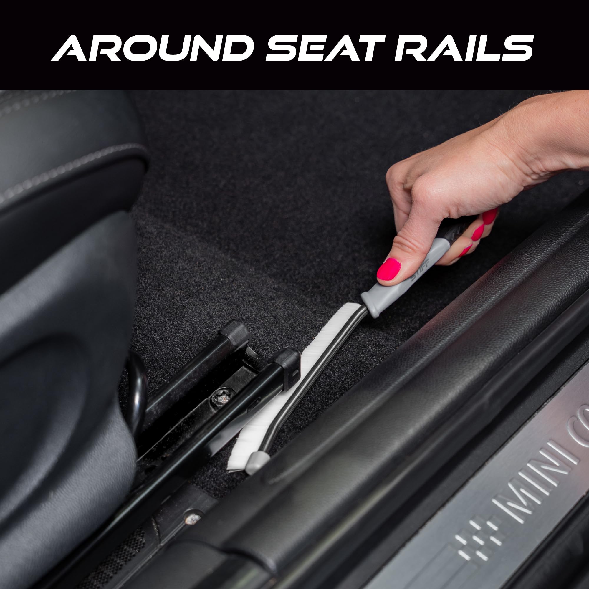 VIKING brush in use on seat seam removing crumbs and debris