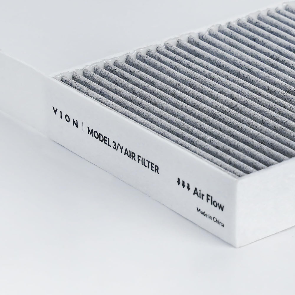VION filter frame label with directional arrow for correct installation