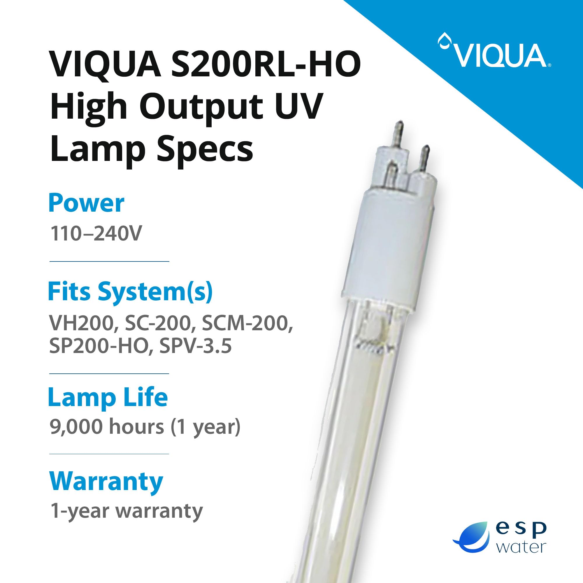 Viqua S200RL-HO base connector detail ensuring correct electrical fit
