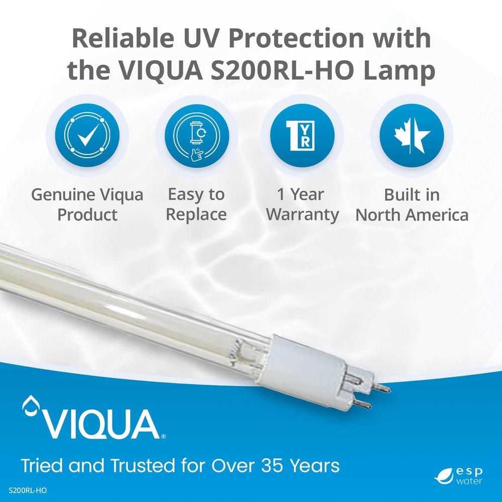 Viqua S200RL-HO packaging label highlighting authentic replacement benefit