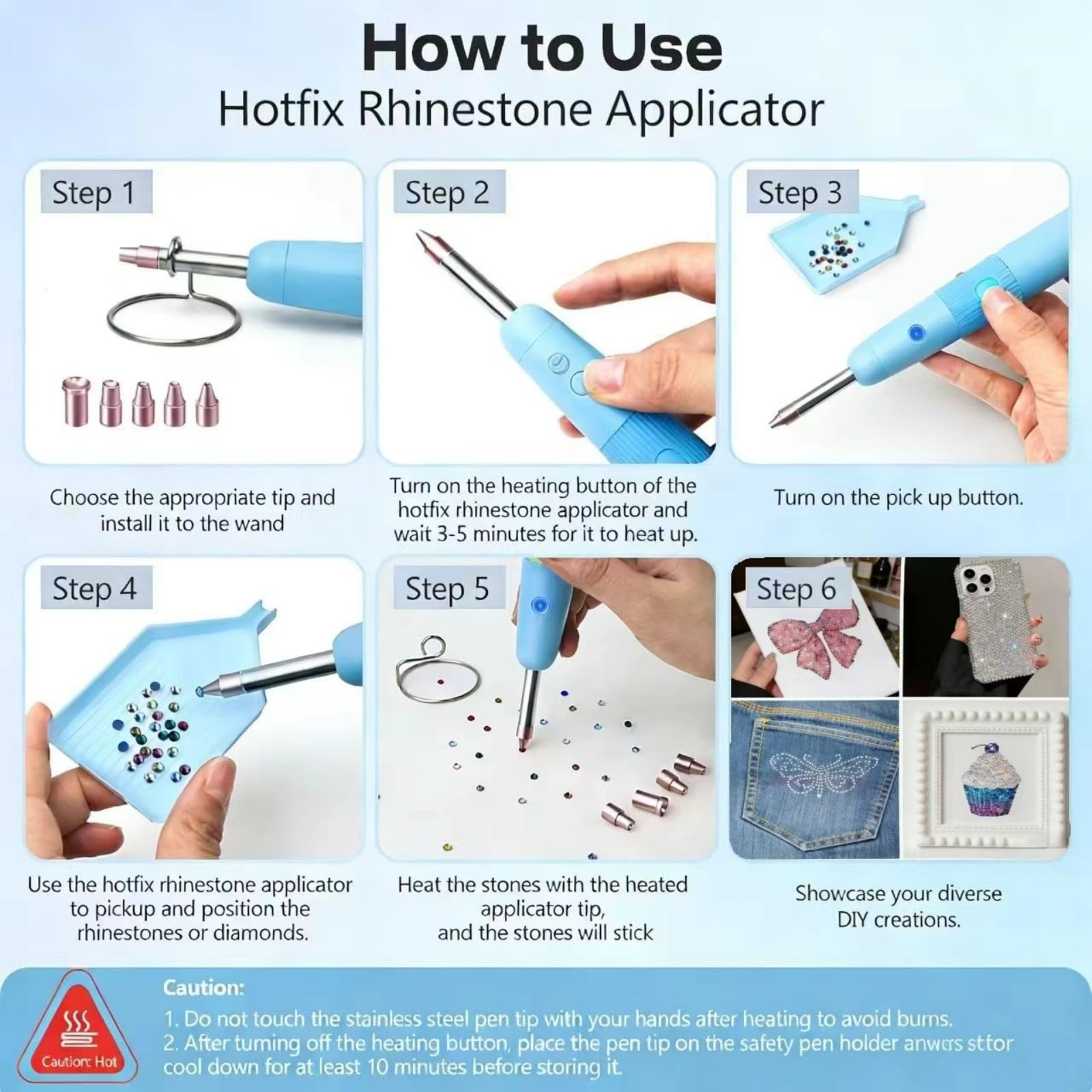 VIUCATE suction picker in action lifting a rhinestone for faster placement