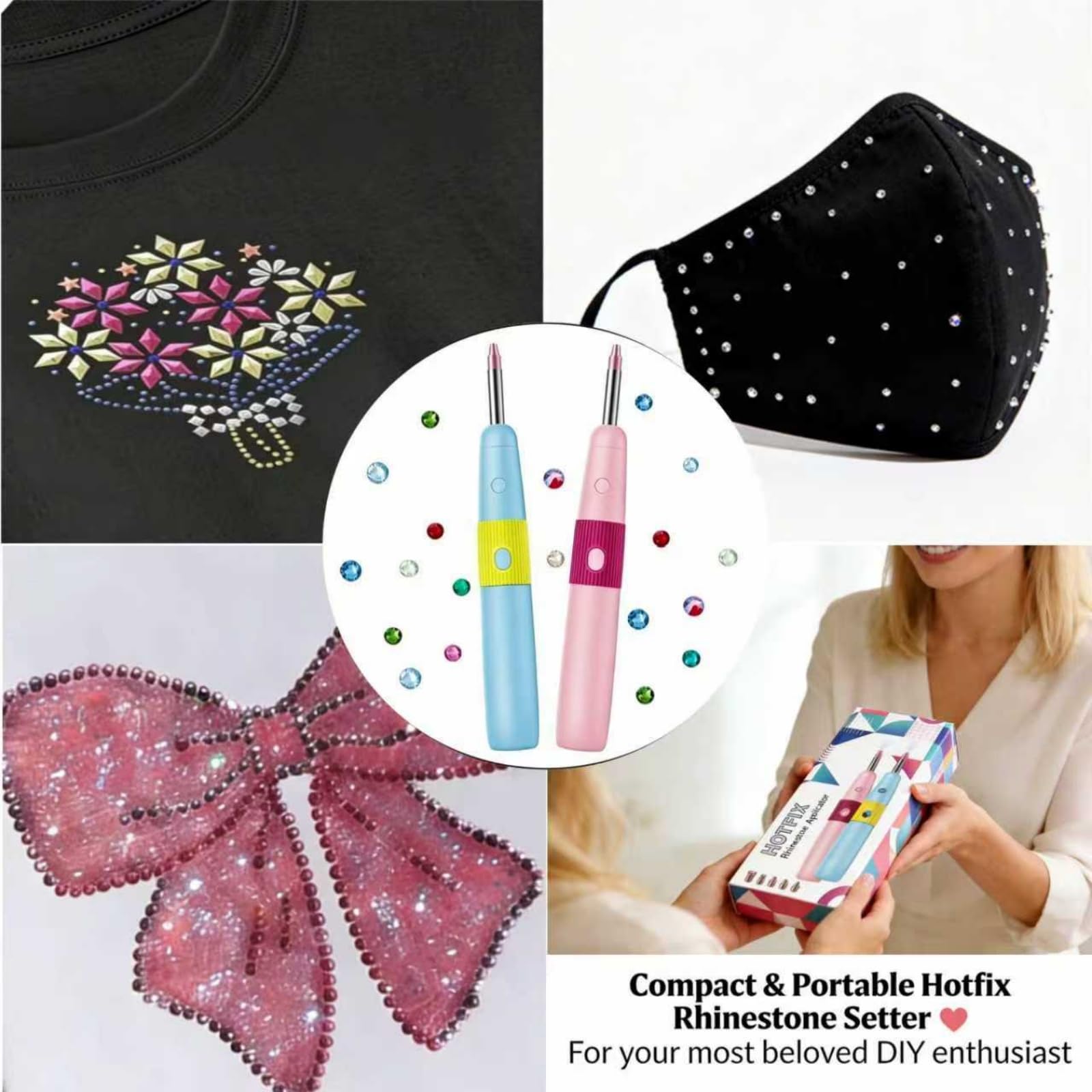 VIUCATE decorated t‑shirt showing finished rhinestone design for visual inspiration