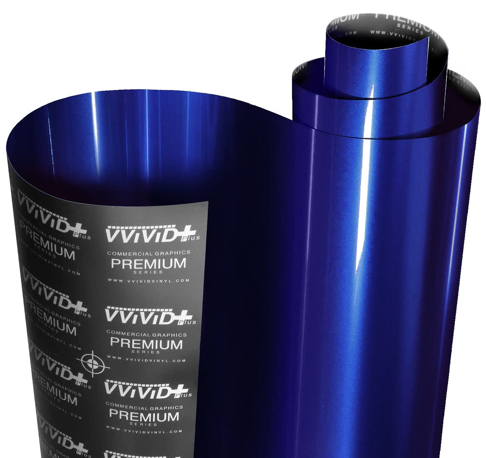 VViViD front view of Neptune Pearl Blue roll showing glossy finish and color benefit
