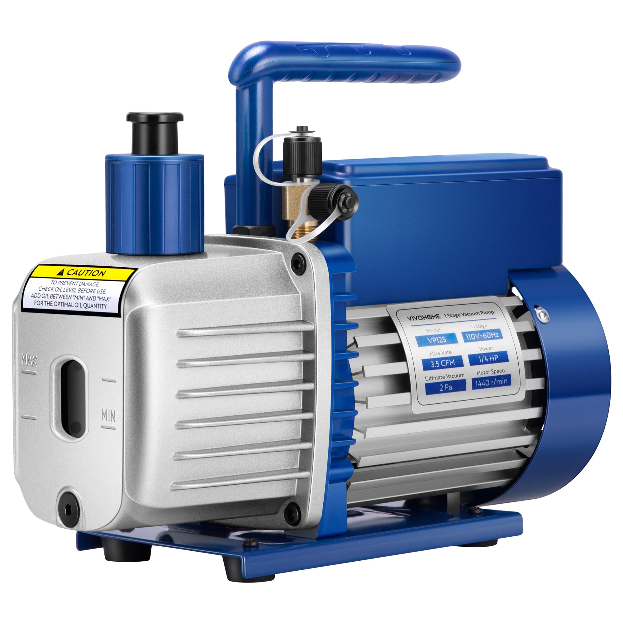 VIVOHOME front view showing compact pump and controls for reliable evacuation