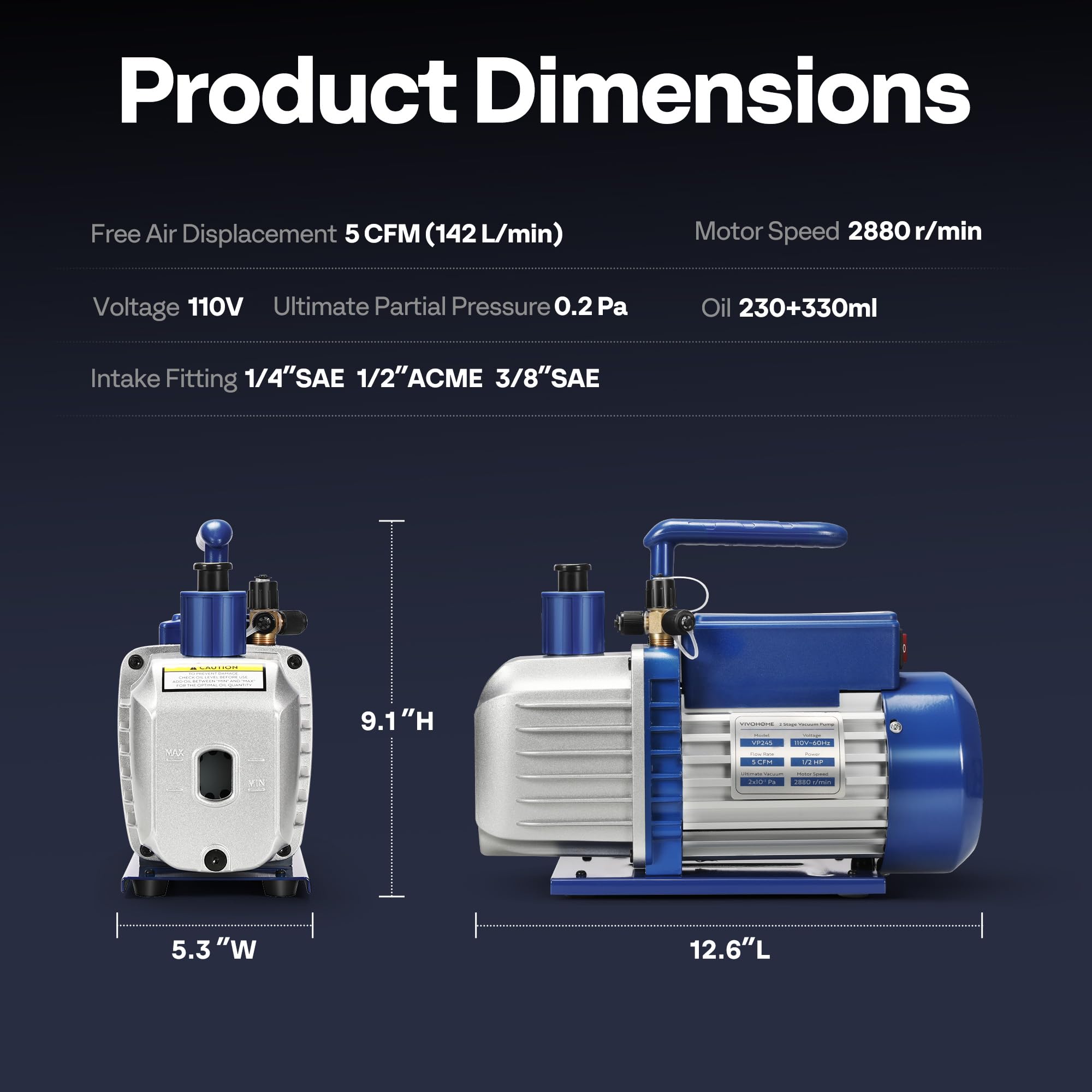 VIVOHOME pump next to toolbox illustrating compact size and easy transport