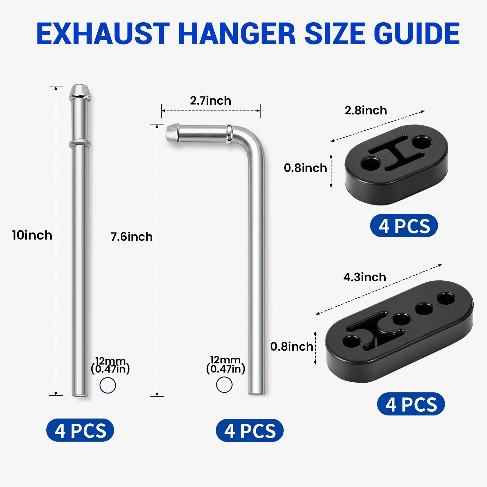 VIVTROVK 90° bent carbon steel rod angle view for tight exhaust routing and support
