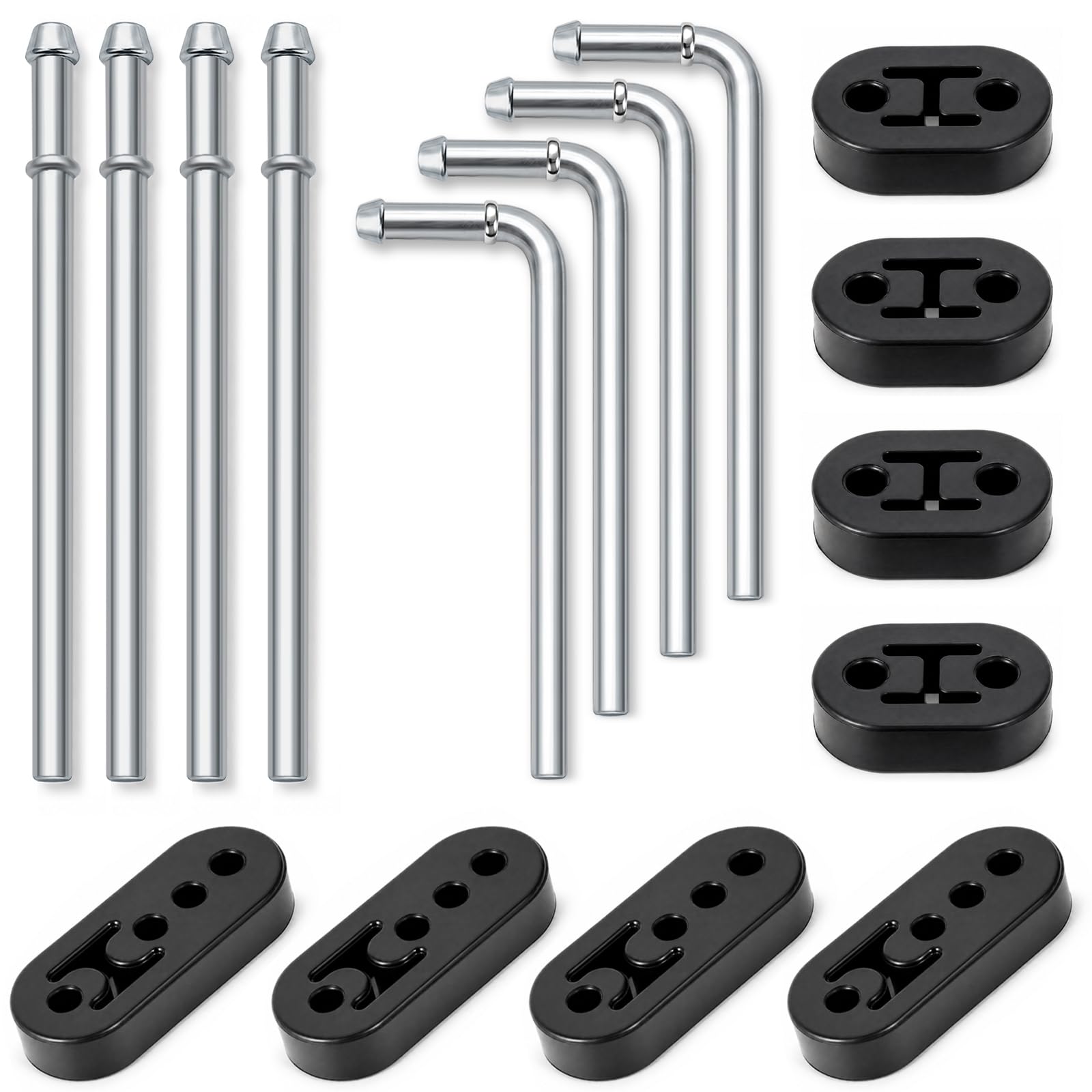 VIVTROVK exhaust hanger kit front view showing rods and rubber hangers for easy repair