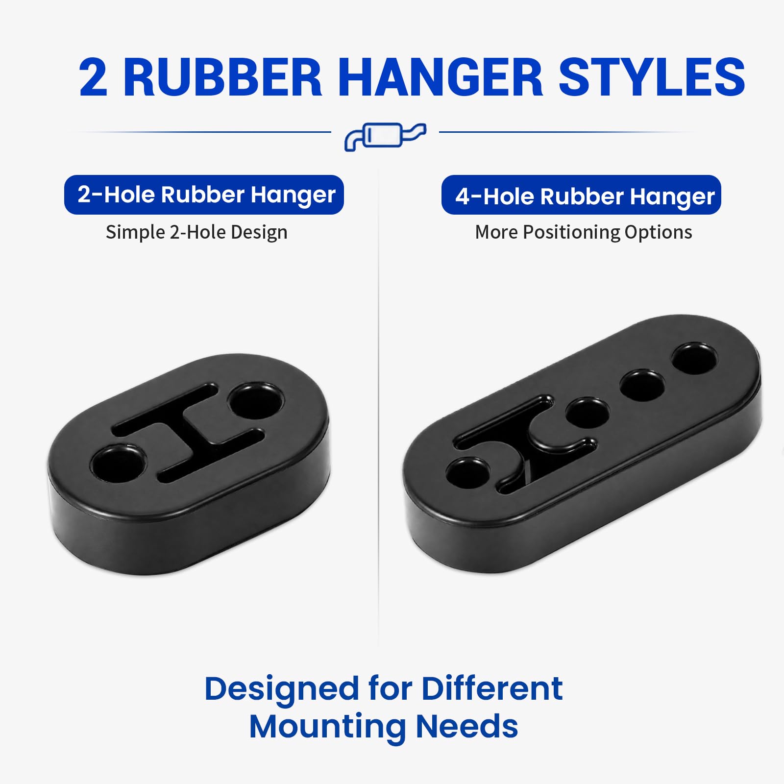 VIVTROVK rods and rubber hangers installed under vehicle demonstrating secure exhaust mount